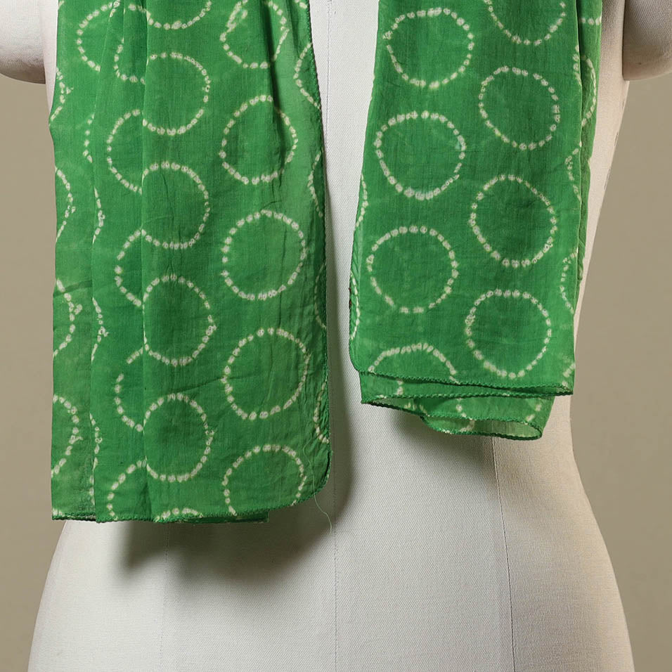 Green Tie-Dye Cotton Shibori Stole 