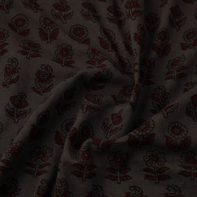Grey Natural Dyed Mul Cotton Bagh Print Fabric