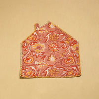 Peach - Hand Embroidered Floral Cotton Pot Holder with Pocket 02