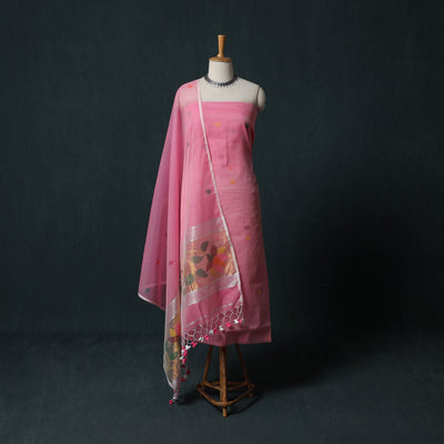 Jamdani Pure Handloom Muslin 2pc Unstitched Dress Material Kurta Set 05