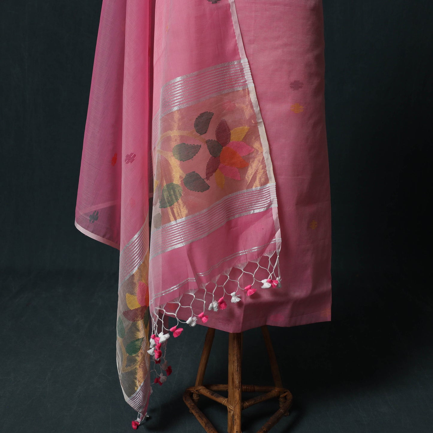 Jamdani Pure Handloom Muslin 2pc Unstitched Dress Material Kurta Set 05