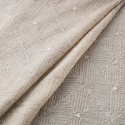 Hand Embroidered Pure Tussar Silk Handloom Kantha Fabric of Bengal 01