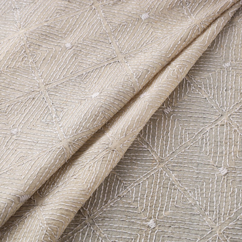 Hand Embroidered Pure Tussar Silk Handloom Kantha Fabric of Bengal 01