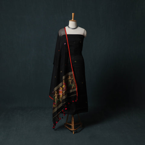Jamdani Pure Handloom Muslin 2pc Unstitched Dress Material Kurta Set 06