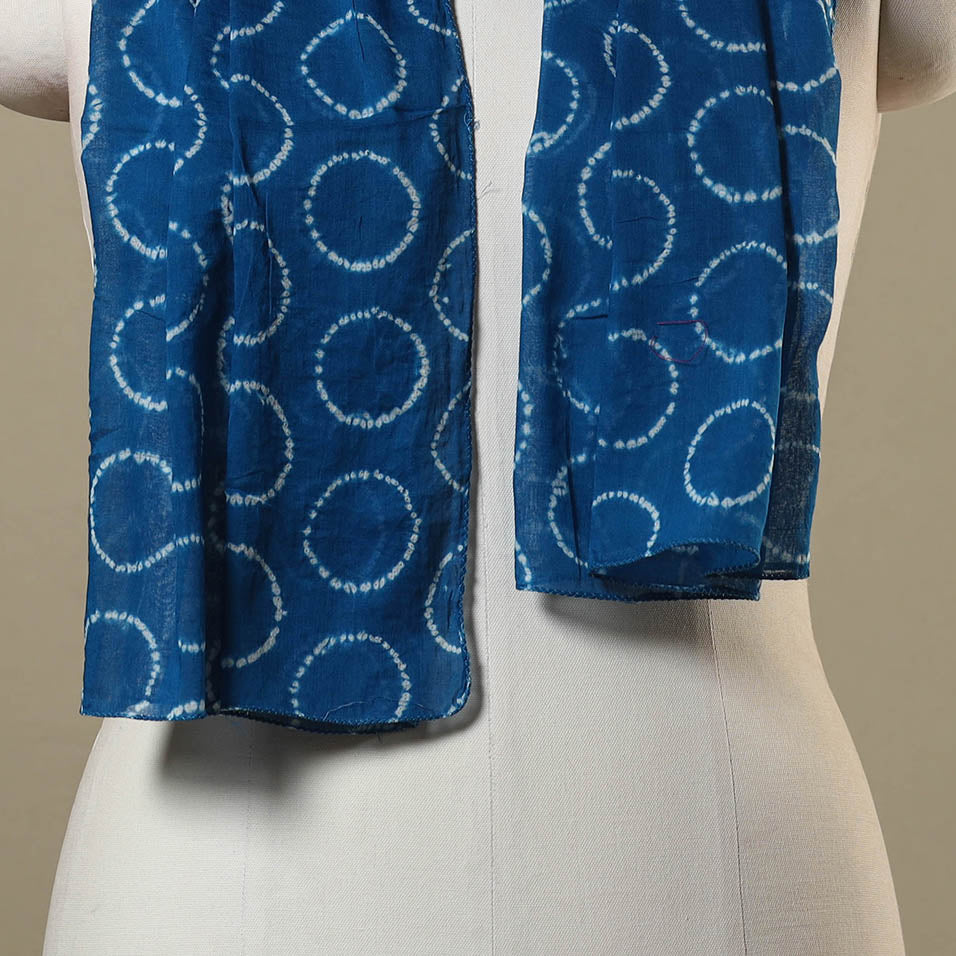 Blue - tie-dye cotton shibori stole 01 - handcrafted