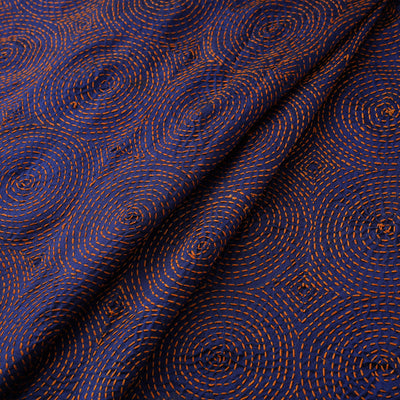 Hand Embroidered Pure Tussar Silk Handloom Kantha Fabric of Bengal 02