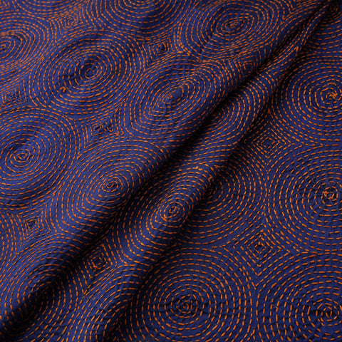 Hand Embroidered Pure Tussar Silk Handloom Kantha Fabric of Bengal 02