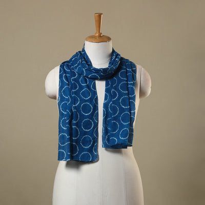 Blue - tie-dye cotton shibori stole 01 - handcrafted