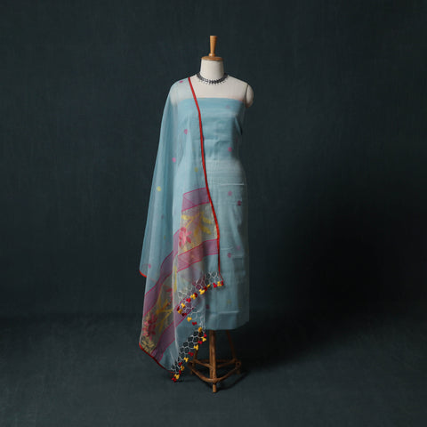 Jamdani Pure Handloom Muslin 2pc Unstitched Dress Material Kurta Set 07