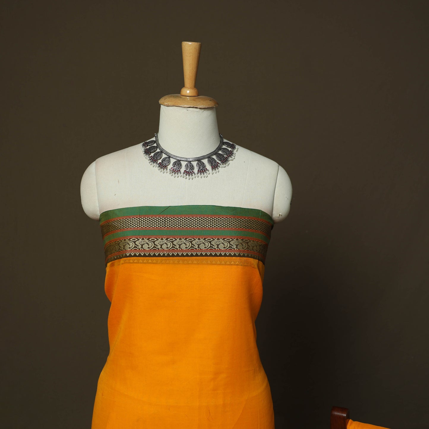 Dharwad Mercerised Cotton 3pc Unstitched Dress Material Suit Set with Woven Border 16