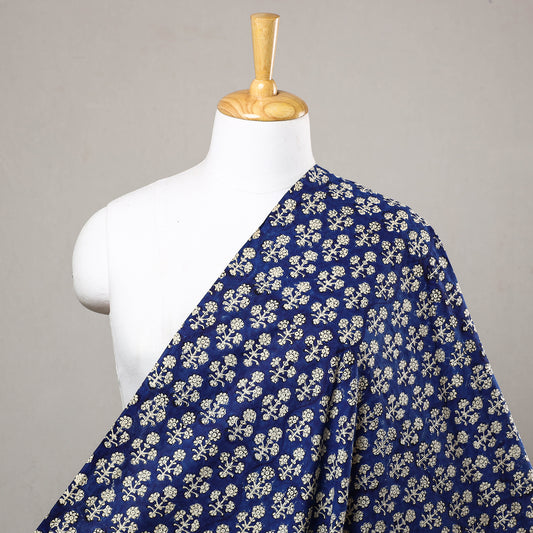 Blue - Bagru Block Printed Cotton Fabric