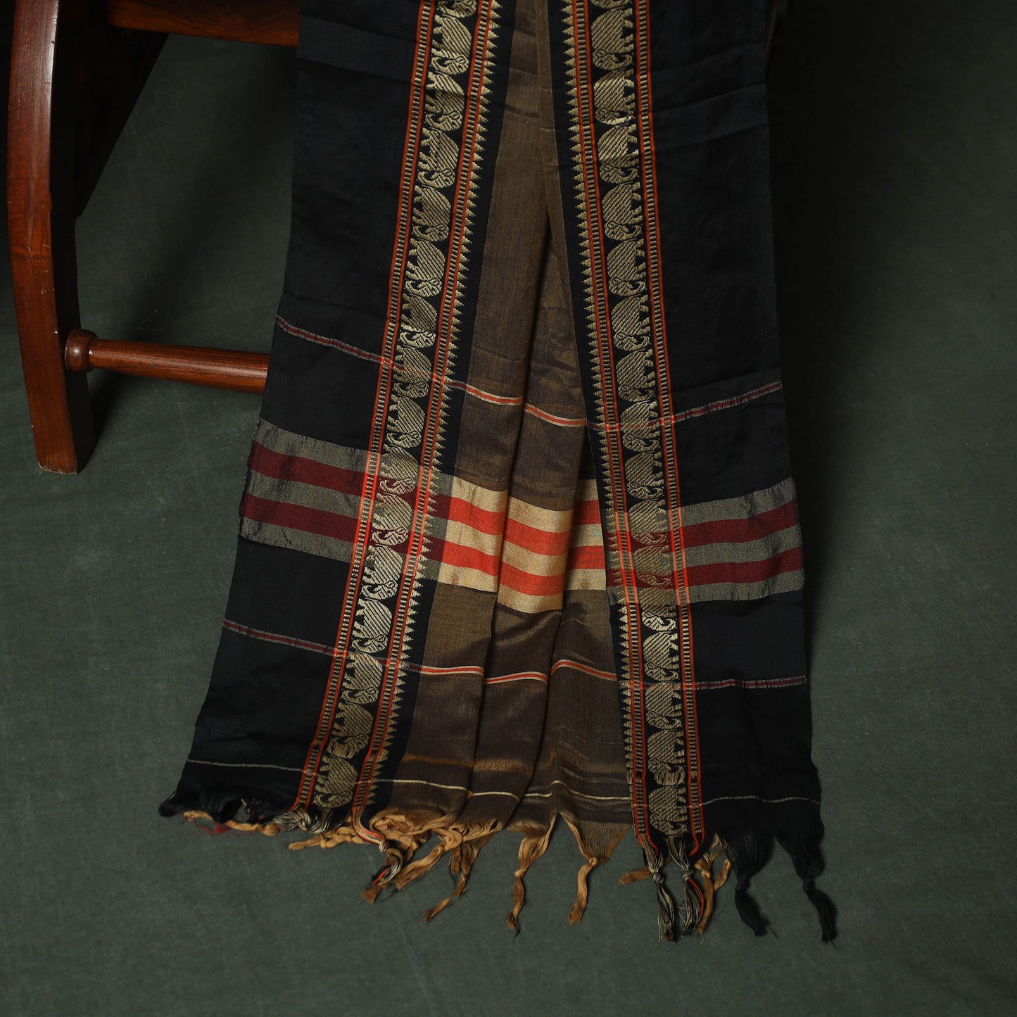 Brown - Dharwad Woven Mercerised Cotton 3pc Unstitched Dress Material Suit Set 28