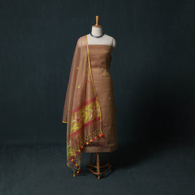 Jamdani Pure Handloom Muslin 2pc Unstitched Dress Material Kurta Set 08
