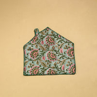 Light Green - Hand Embroidered Floral Cotton Pot Holder with Pocket 07