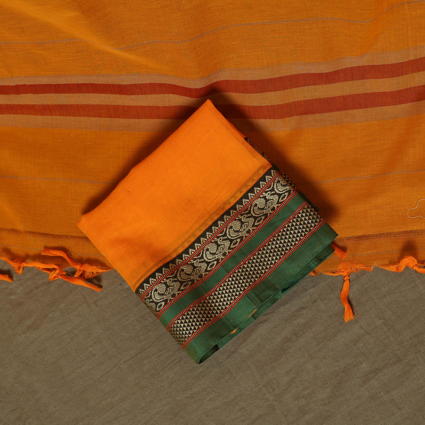 Dharwad Mercerised Cotton 3pc Unstitched Dress Material Suit Set with Woven Border 16