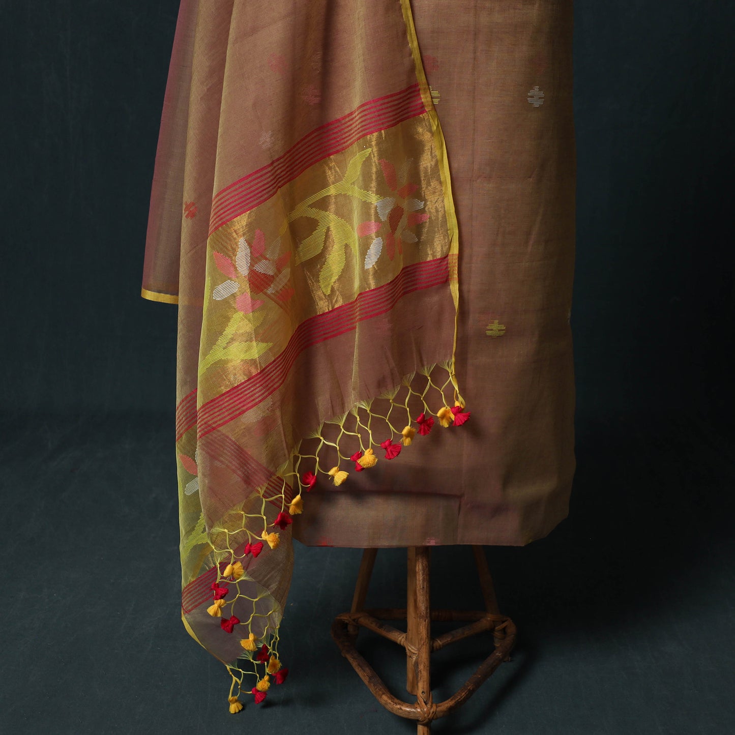 Jamdani Pure Handloom Muslin 2pc Unstitched Dress Material Kurta Set 08
