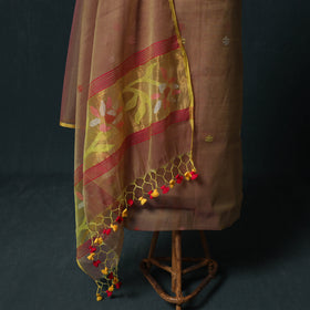 Jamdani Pure Handloom Muslin 2pc Unstitched Dress Material Kurta Set 08