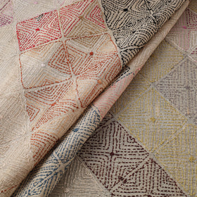 Hand Embroidered Pure Tussar Silk Handloom Kantha Fabric of Bengal 07
