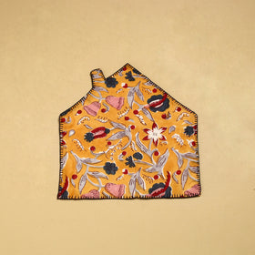  Yellow Hand Embroidered Floral Pot Holder with Pocket 