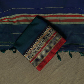 Dharwad Mercerised Cotton 3pc Unstitched Dress Material Suit Set with Woven Border 19