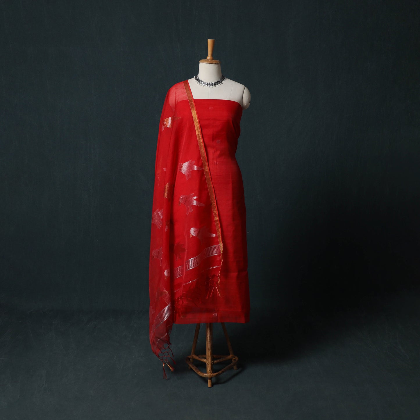 Jamdani Pure Handloom Muslin 2pc Unstitched Dress Material Kurta Set 12