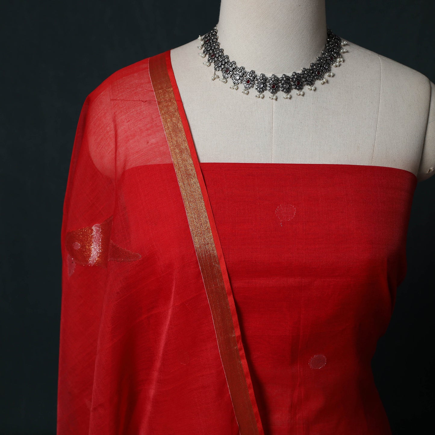 Jamdani Pure Handloom Muslin 2pc Unstitched Dress Material Kurta Set 12