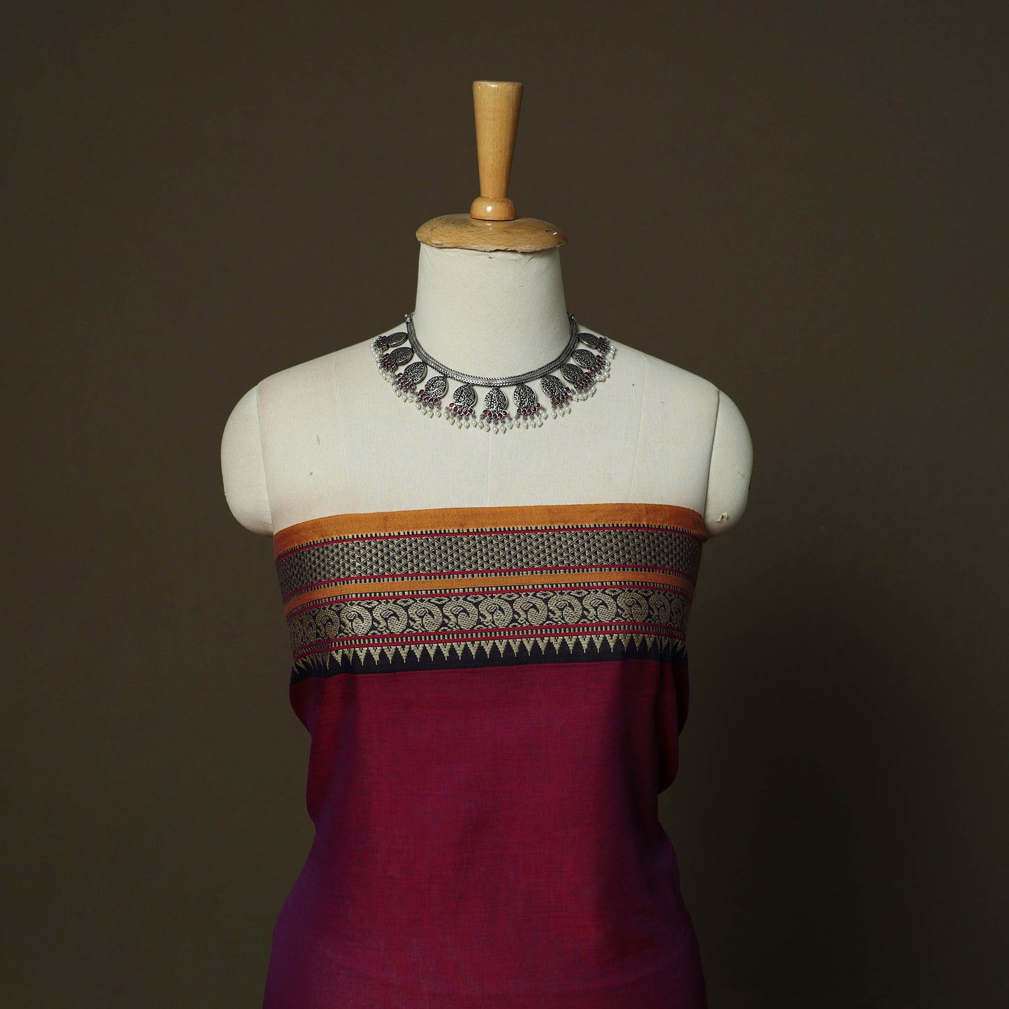 Dharwad Mercerised Cotton 3pc Unstitched Dress Material Suit Set with Woven Border 21