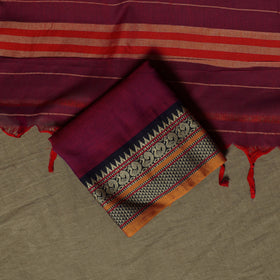 Dharwad Mercerised Cotton 3pc Unstitched Dress Material Suit Set with Woven Border 21