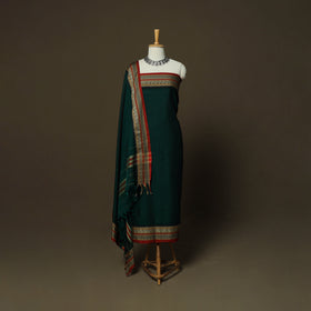 Dharwad Mercerised Cotton 3pc Unstitched Dress Material Suit Set with Woven Border 22
