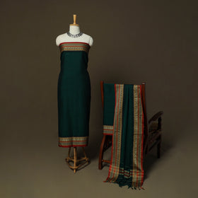 Dharwad Mercerised Cotton 3pc Unstitched Dress Material Suit Set with Woven Border 22