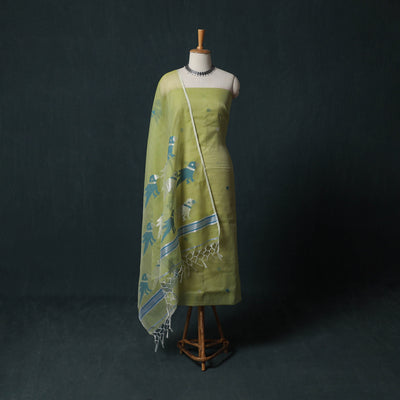 Jamdani Pure Handloom Muslin 2pc Unstitched Dress Material Kurta Set 14