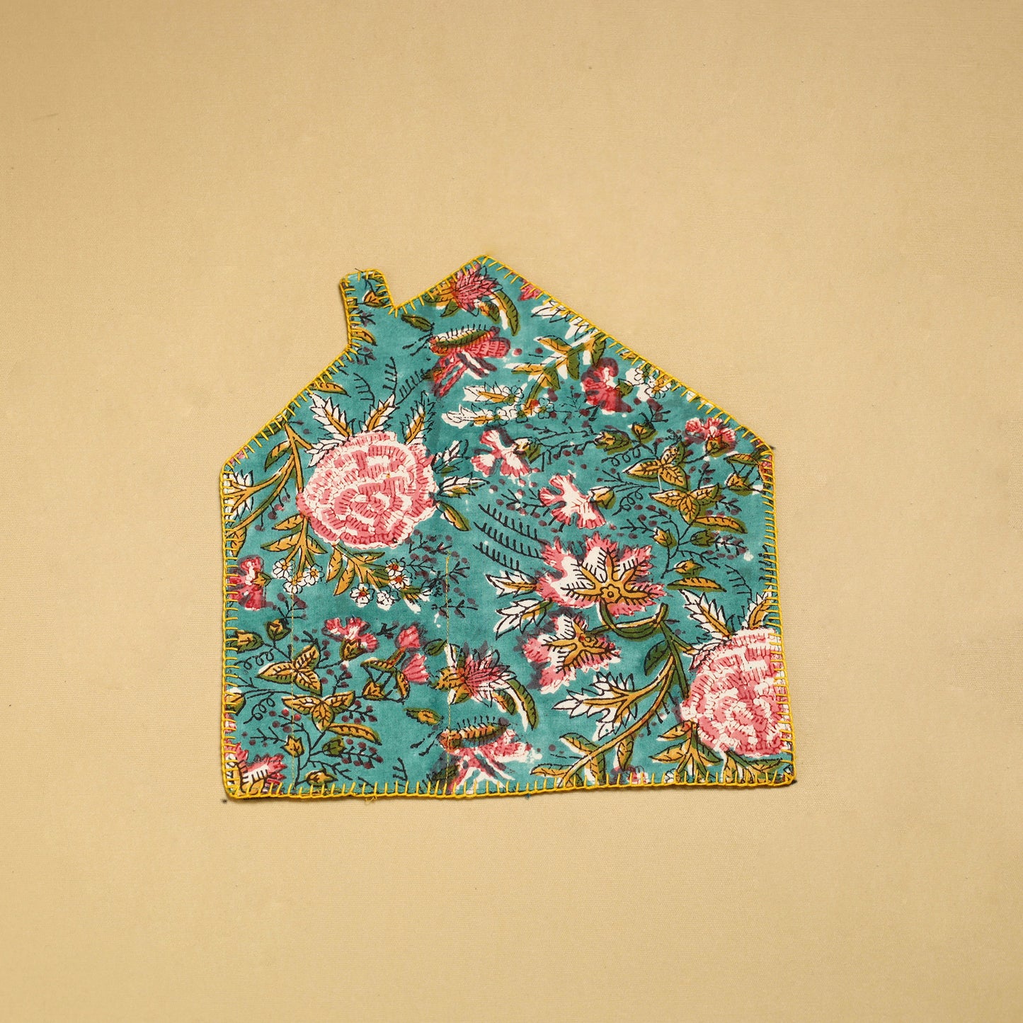 Sea Green - Hand Embroidered Floral Cotton Pot Holder with Pocket 15