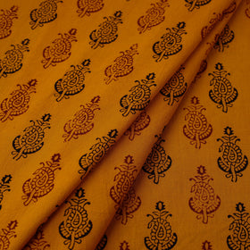  Orange Hand Block Cotton Bagh Print Fabric