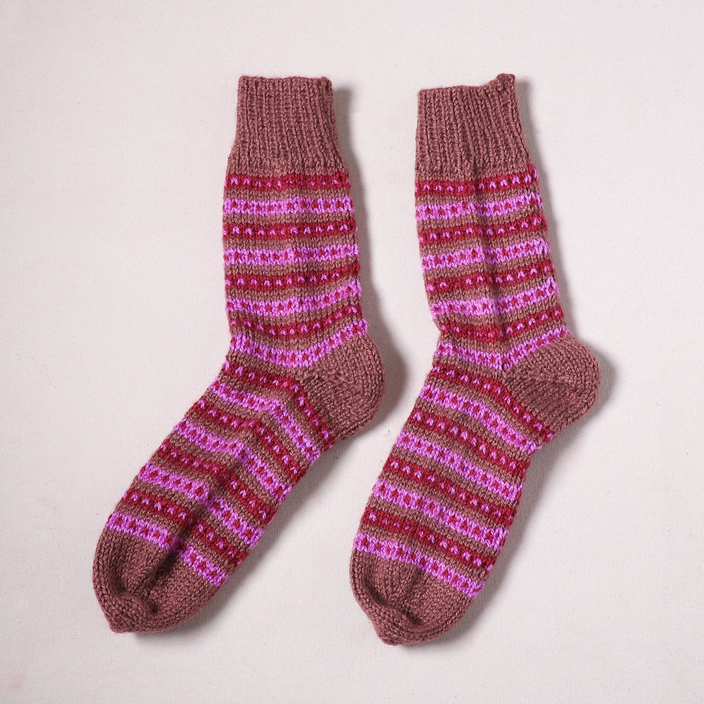 Acrylic Woolen Socks for Winter, Hand Knitted in Kumaun (Adults) 76