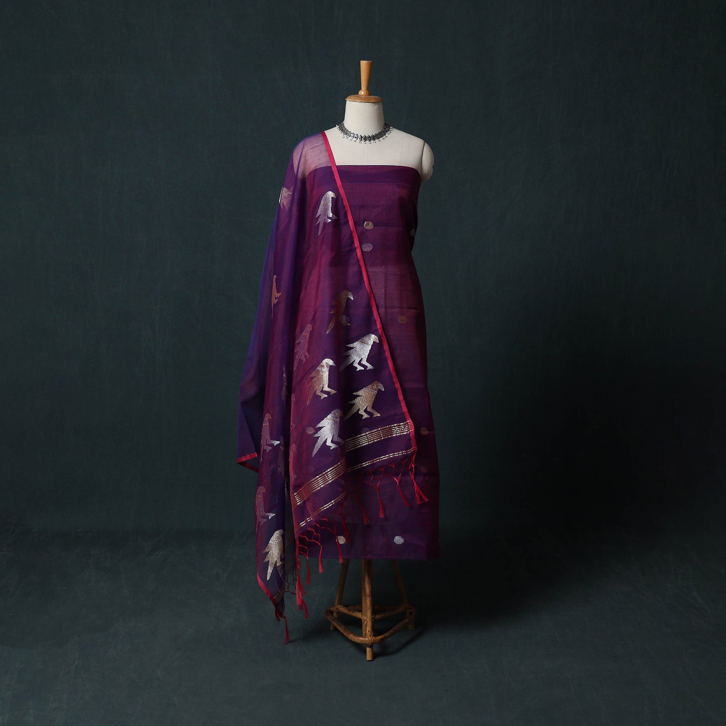 Jamdani Pure Handloom Muslin 2pc Unstitched Dress Material Kurta Set 15