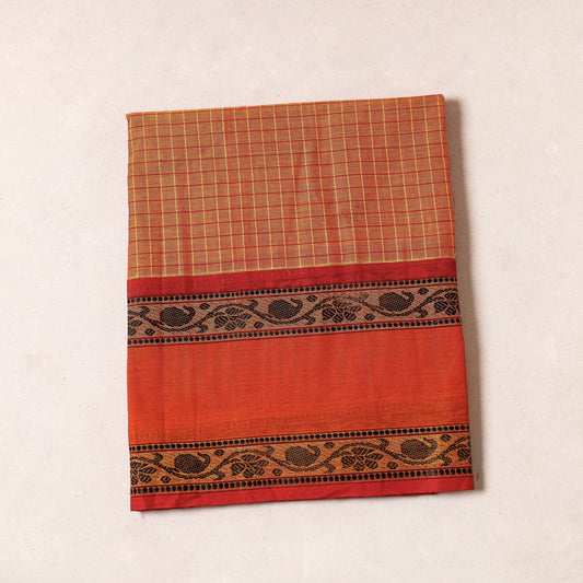 Orange - Kanchipuram Cotton Precut Fabric (2 Meter)