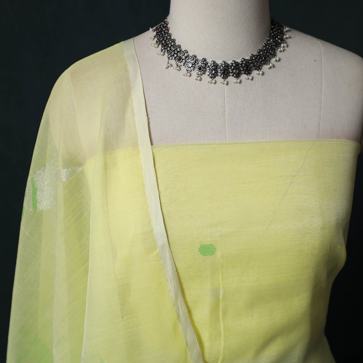 Jamdani Pure Handloom Muslin 2pc Unstitched Dress Material Kurta Set 16