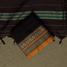 Dharwad Mercerised Cotton 3pc Unstitched Dress Material Suit Set with Woven Border 23