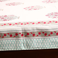 White - Sanganeri Block Printed Cotton Single Bed Cover (90 x 60 in) 05