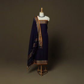 Dharwad Mercerised Cotton 3pc Unstitched Dress Material Suit Set with Woven Border 24