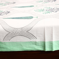 White - Sanganeri Block Printed Cotton Single Bed Cover (90 x 60 in) 06