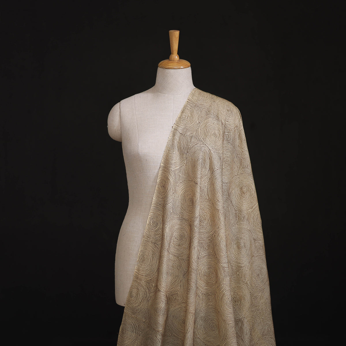Hand Embroidered Pure Tussar Silk Handloom Kantha Fabric of Bengal 08