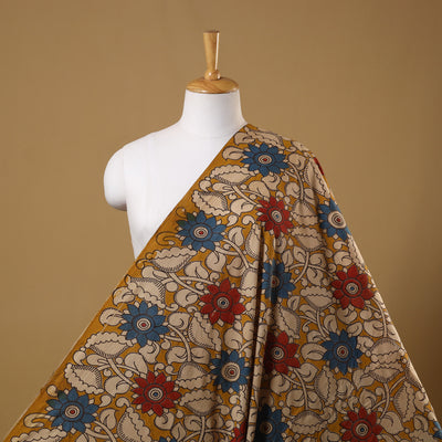 Yellow Printed Kalamkari Cotton Fabric