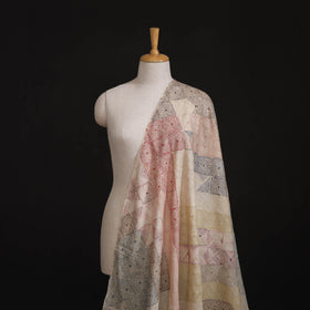 Hand Embroidered Pure Tussar Silk Handloom Kantha Fabric of Bengal 07