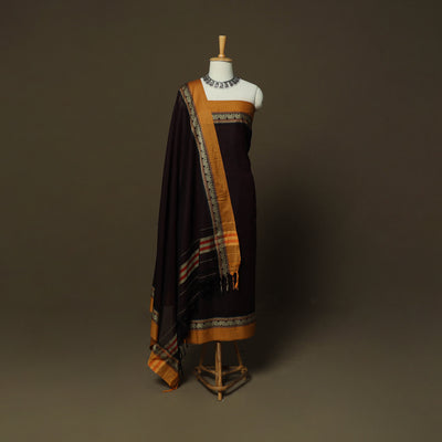 Dharwad Mercerised Cotton 3pc Unstitched Dress Material Suit Set with Woven Border 25