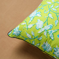 Green - Sanganeri Block Print Cotton Cushion Cover (16 x 16 in) 01