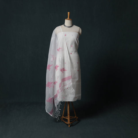 Jamdani Pure Handloom Muslin 2pc Unstitched Dress Material Kurta Set 20