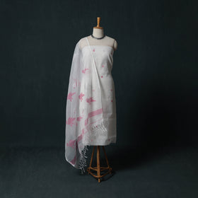 Jamdani Pure Handloom Muslin 2pc Unstitched Dress Material Kurta Set 20
