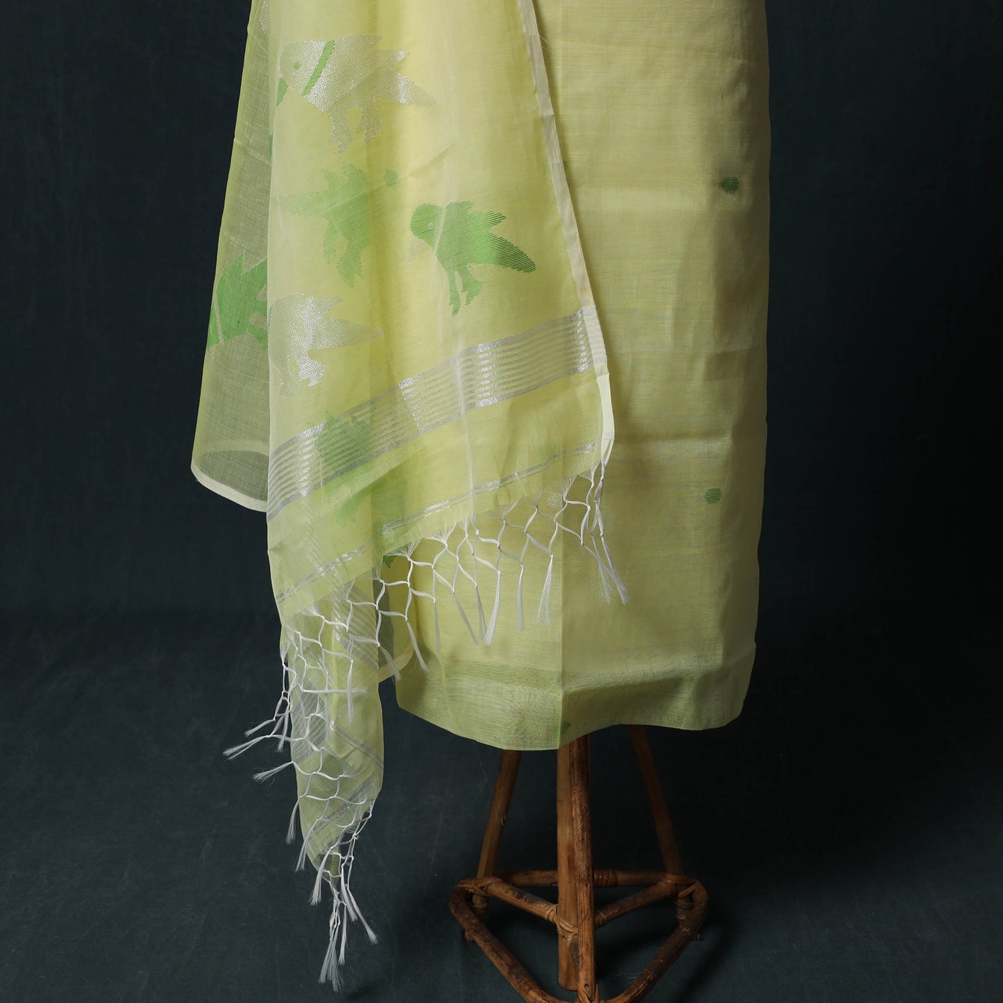Jamdani Pure Handloom Muslin 2pc Unstitched Dress Material Kurta Set 21