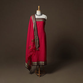 Dharwad Mercerised Cotton 3pc Unstitched Dress Material Suit Set with Woven Border 27